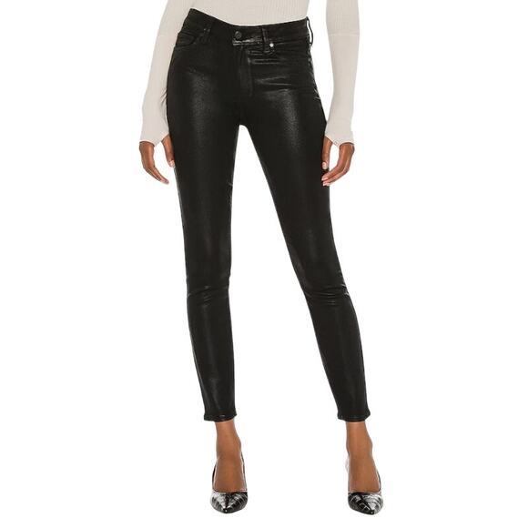 PAIGE Hoxton Ankle Women's Black Fog Luxe Coating Mid-Rise Skinny Jeans Size 26 - Picture 1 of 13